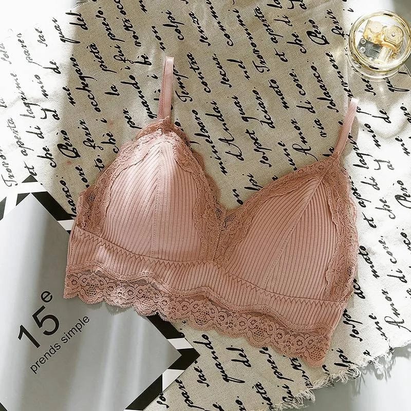 Rosa Bralette-BH aus Spitze