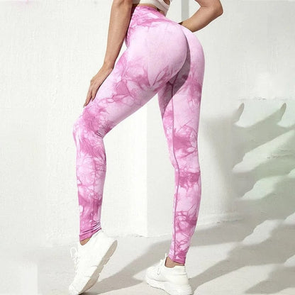 Rosa Damenleggings mit dekorativem Muster