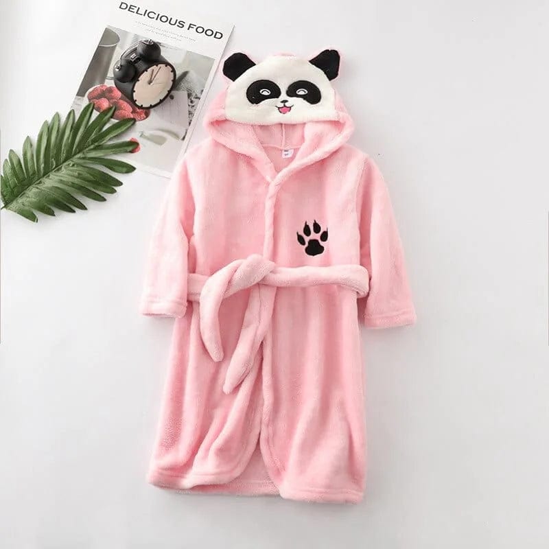 Rosa Kinderbademantel mit Panda-Motiv