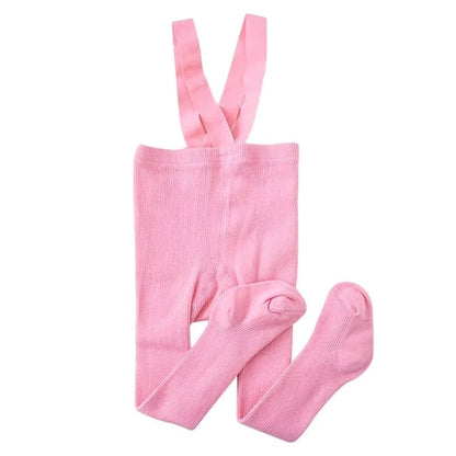 Rosa Kinderstrumpfhose mit Hosenträgern