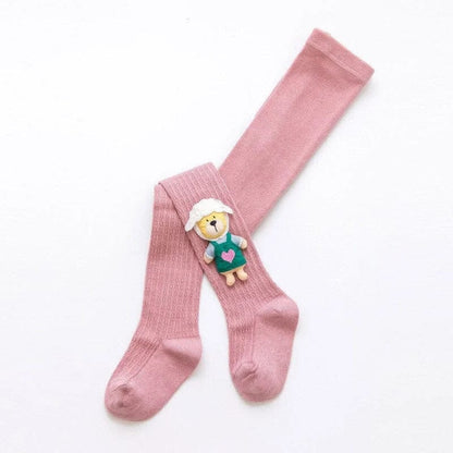 Rosa Kinderstrumpfhose mit Teddybär