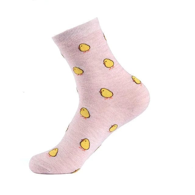 Rosa Lange Socken mit bunten Drucken