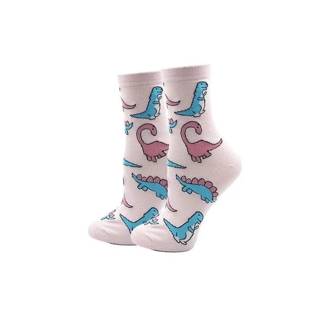 Rosa Lange Socken mit bunten Drucken