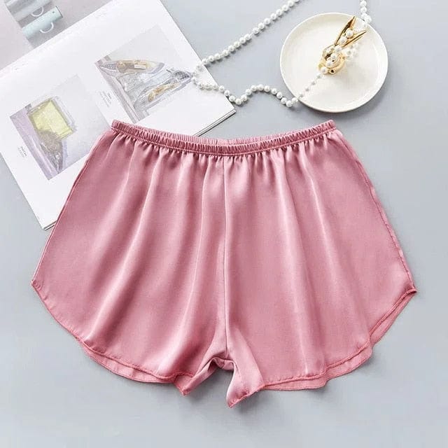 Rosa Schlafshorts aus Satin