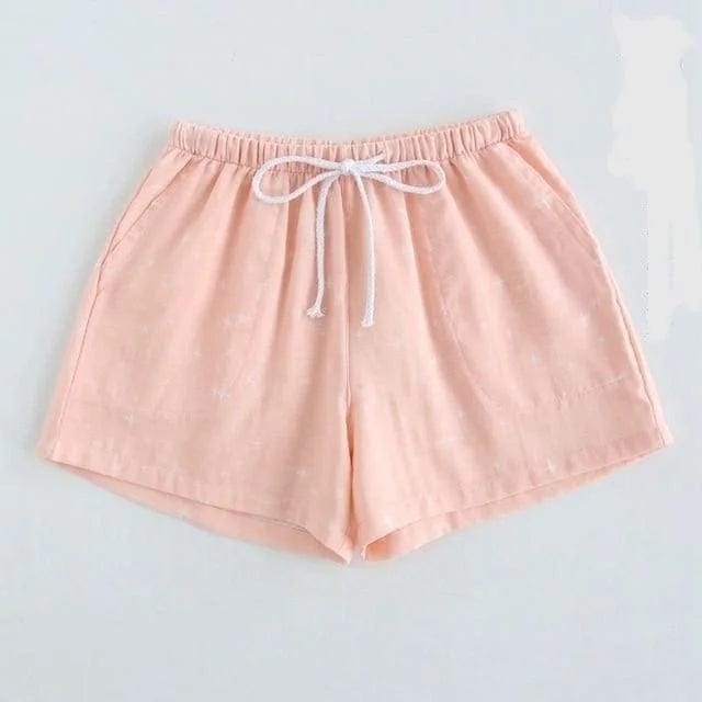 Rosa Schlafshorts mit kleinen Mustern