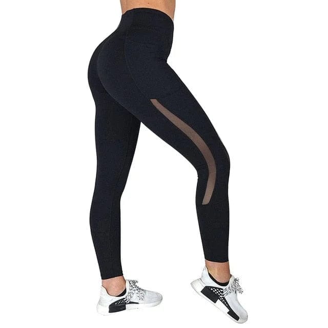 Rosa Sportleggings mit Tasche