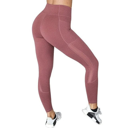 Rosa Sportleggings mit Tasche