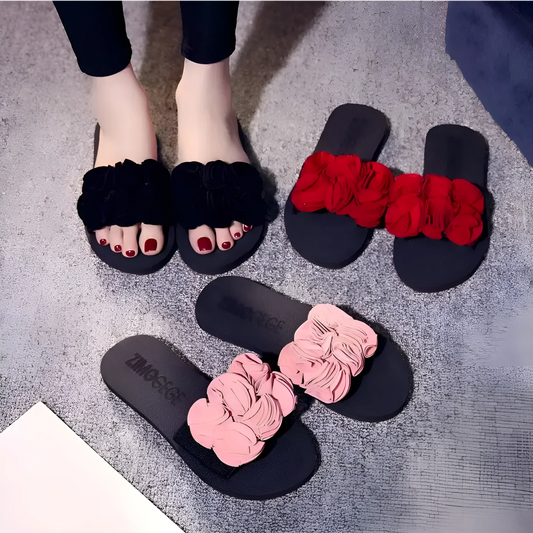 Rose Embroidered Slippers