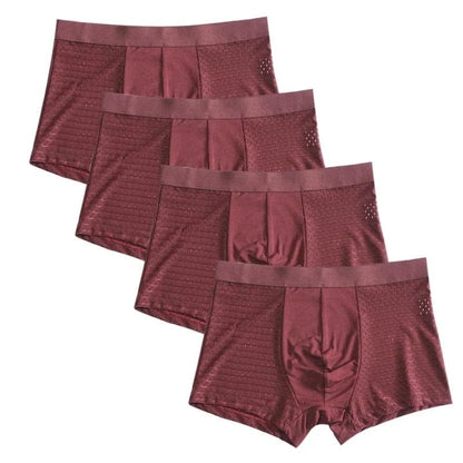 Rot 4er-Pack Herren-Boxershorts aus atmungsaktivem Stoff