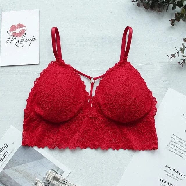 Rot Bralette aus Spitze mit Trägern