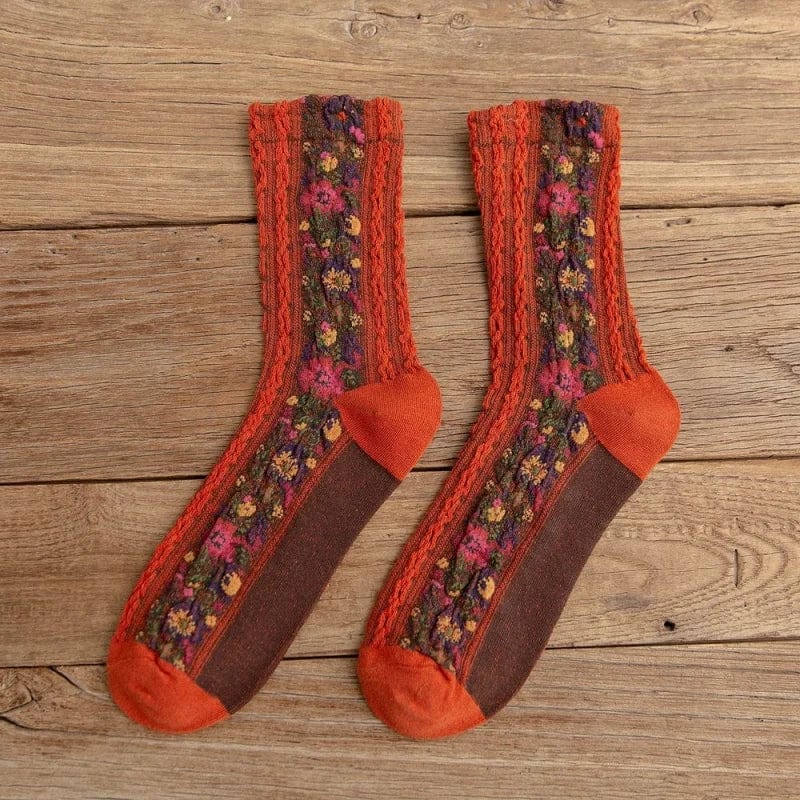 Rot Dekorative Socken mit Blumenmuster