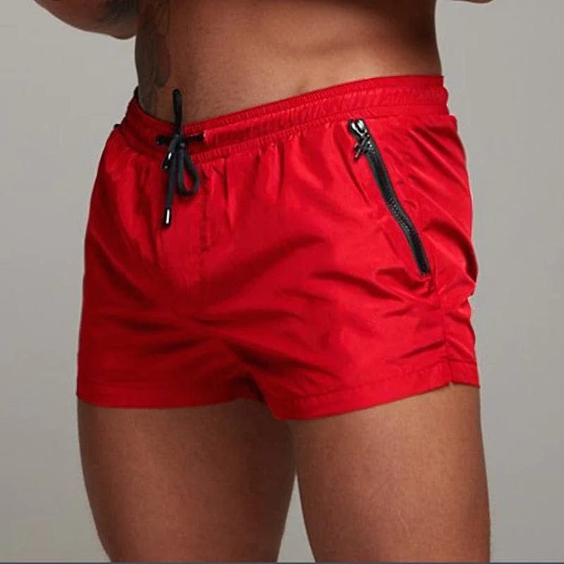 Rot Kurze Herren-Badeshorts mit Tasche