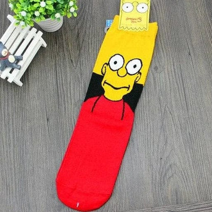 Rot Lange Herrensocken mit der Simpsons-Familie