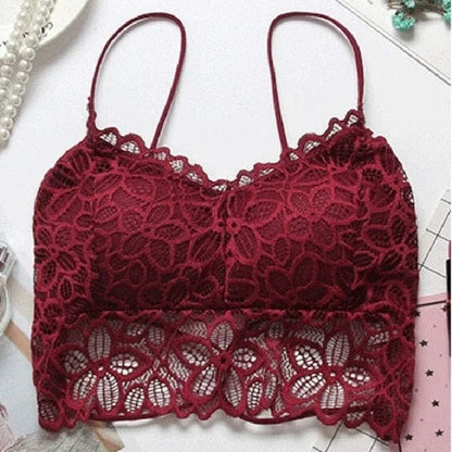 Rot Push-up-Bralette aus Spitze mit fallendem Saum