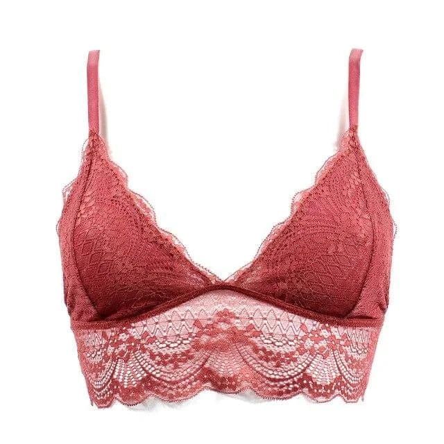 Rot Triangel-Spitzen-Bralette mit fallendem Saum