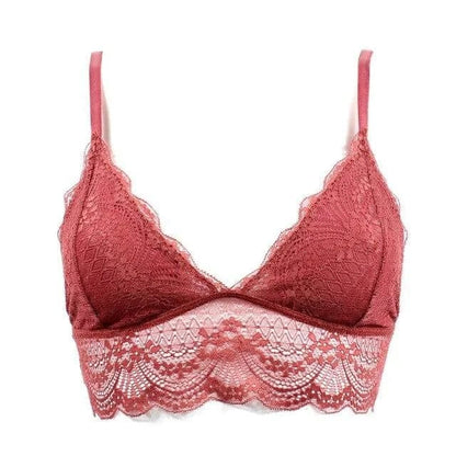 Rot Triangel-Spitzen-Bralette mit fallendem Saum