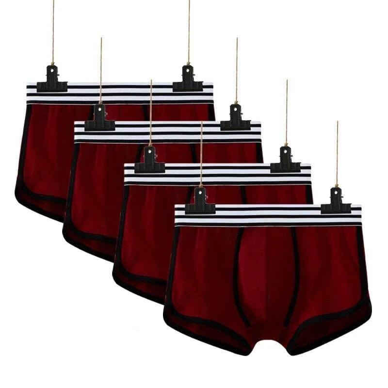 Rotwein 4er-Pack Herren-Boxershorts im sportlichen Stil