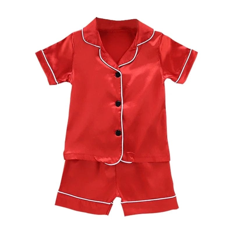 Satin-Pyjamas für Kinder - Rot / 80cm