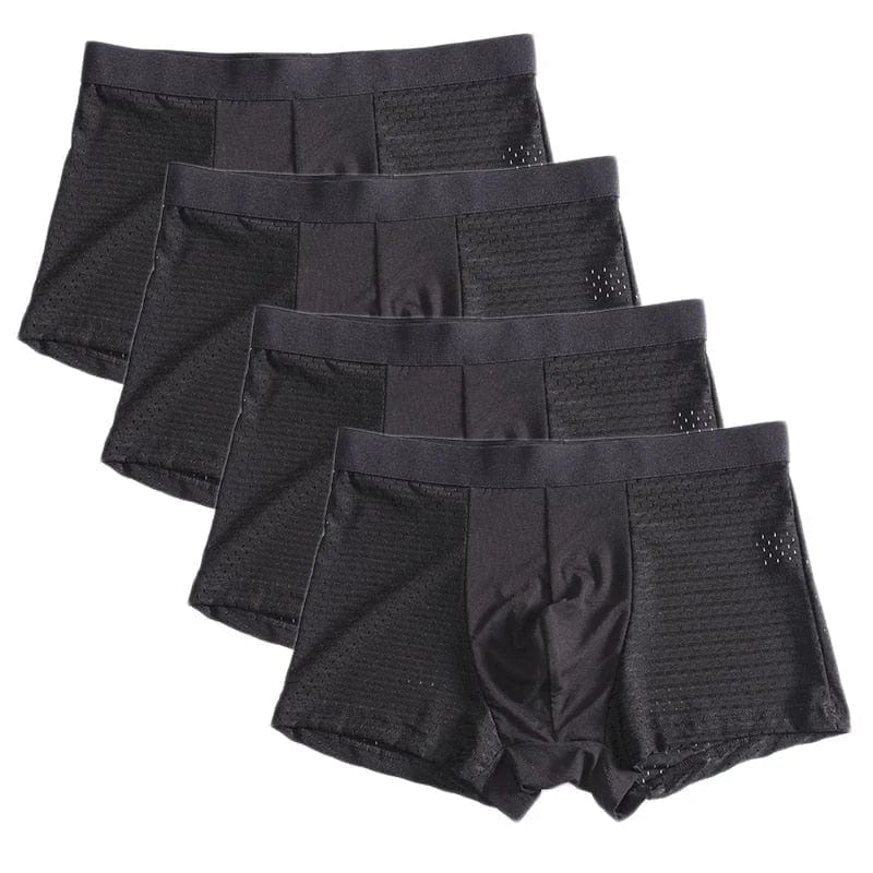 Schwarz 4er-Pack Herren-Boxershorts aus atmungsaktivem Stoff