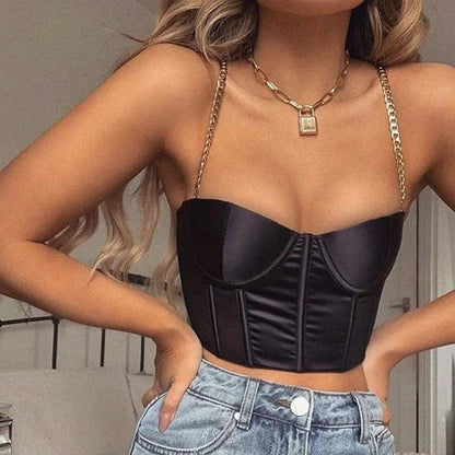 Schwarz BH-Bralette mit Kette