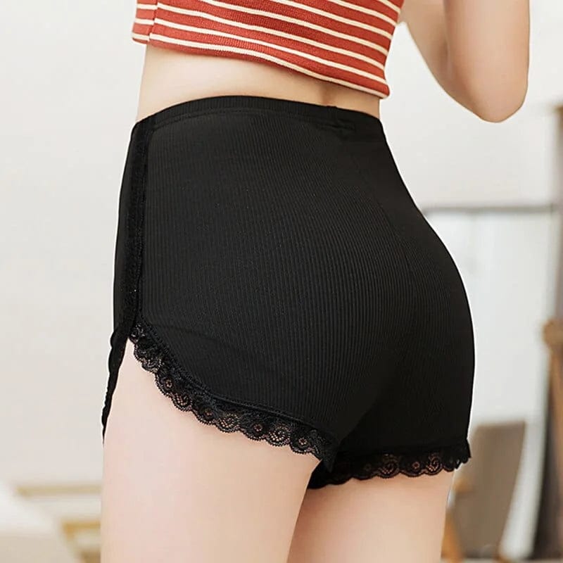 Schwarz Damen-Boxershorts mit höherem Bund