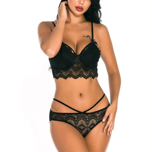 Schwarz Ein Set Spitzenunterwäsche mit einem Bralette