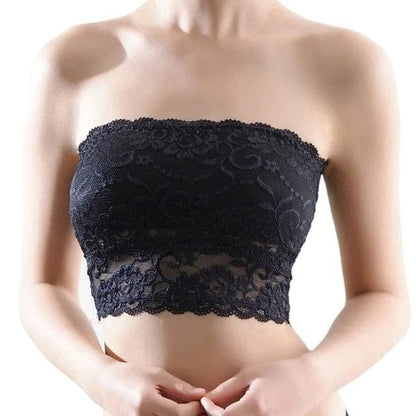 Schwarz Ein universeller Bandeau-BH aus Spitze mit tiefem Saum