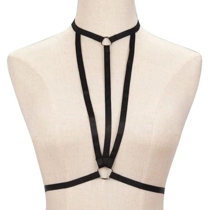 Schwarz Harness für BH mit Choker und Trägern