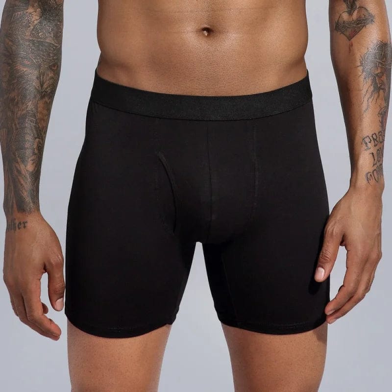 Schwarz Herren-Boxershorts mit längerem Bein