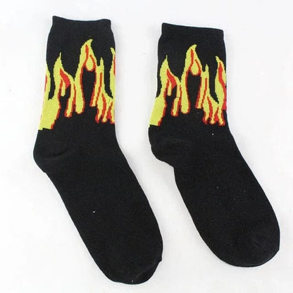 Schwarz Herrensocken mit Flammendruck