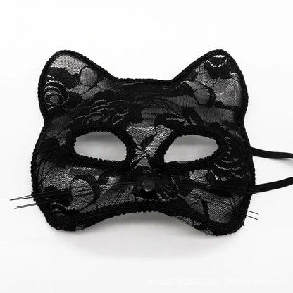 Schwarz Katzenmaske aus Spitze