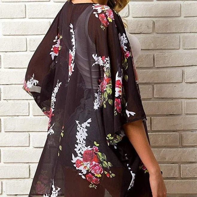 Schwarz Kurzer Strandkimono