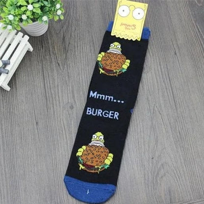 Schwarz Lange Herrensocken mit der Simpsons-Familie