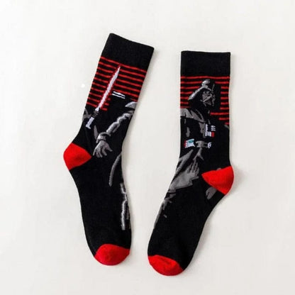 Schwarz Lange Herrensocken mit Star Wars Helden