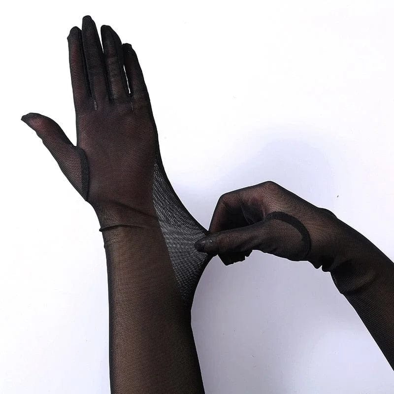 Schwarz Lange transparente Handschuhe