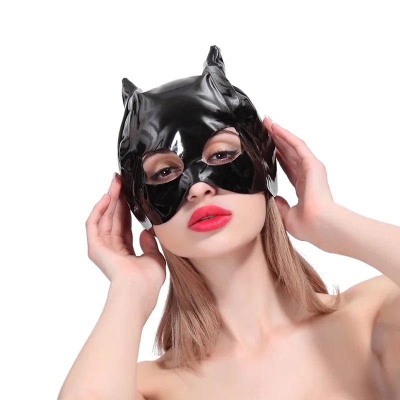 Schwarz Latexmaske mit Ohren