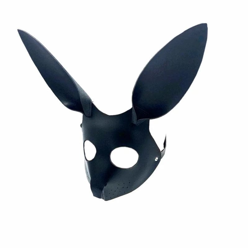 Schwarz Ledermaske mit Hasenohren