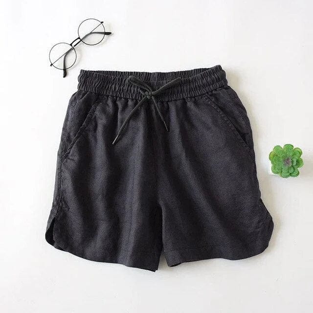 Schwarz Lockere Schlafshorts mit Krawatte