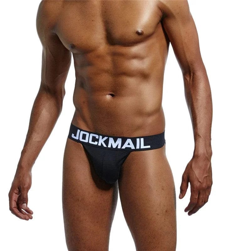 Schwarz Modischer Herren-Jockmail-Slip