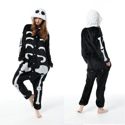 Schwarz Onesie in Form eines Skeletts