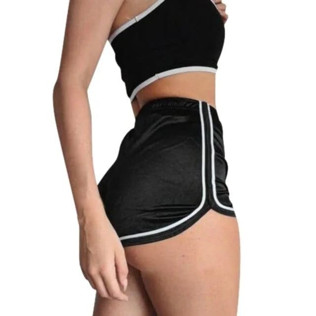 Schwarz Schimmernde Sportshorts