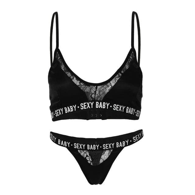 Schwarz SEXY BABY Dessous-Set aus Spitze