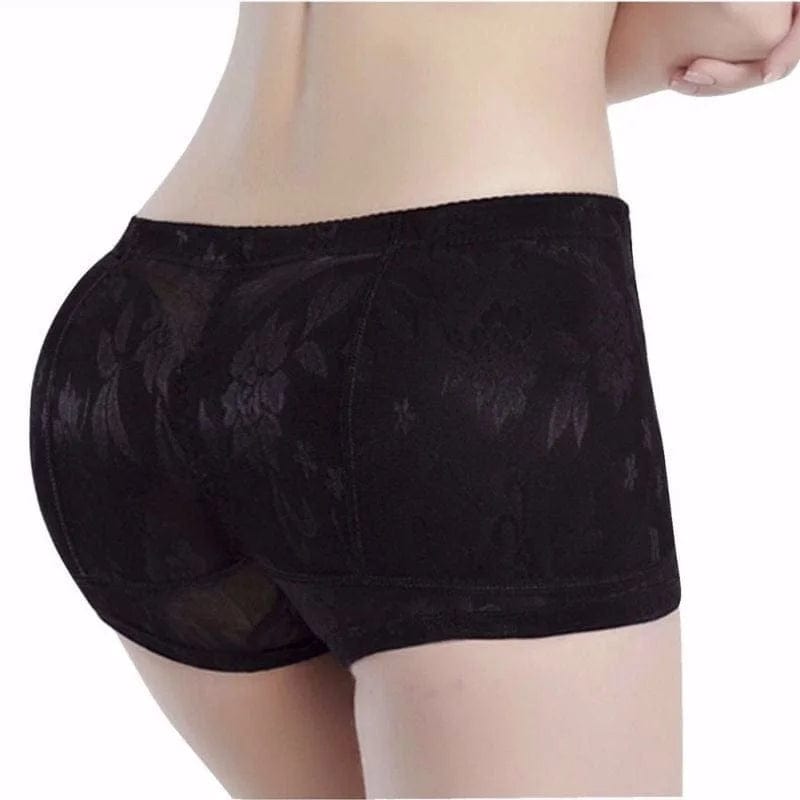 Schwarz Spitzenshorts mit Push-up-Effekt an Gesäß und Hüfte