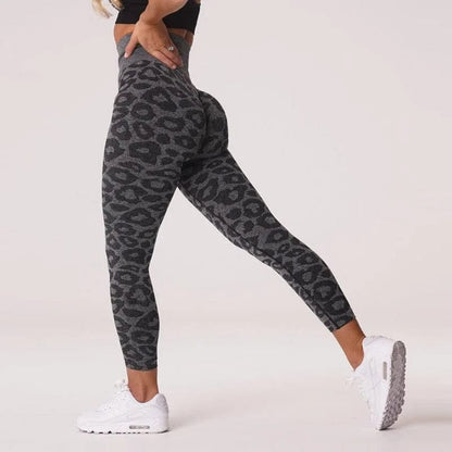 Schwarz Sportleggings für Damen mit Leopardenmuster