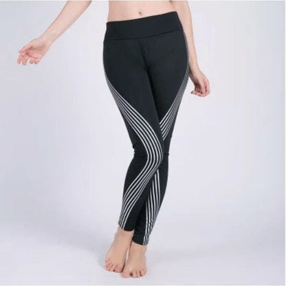 Schwarz Sportleggings mit Zierstreifen