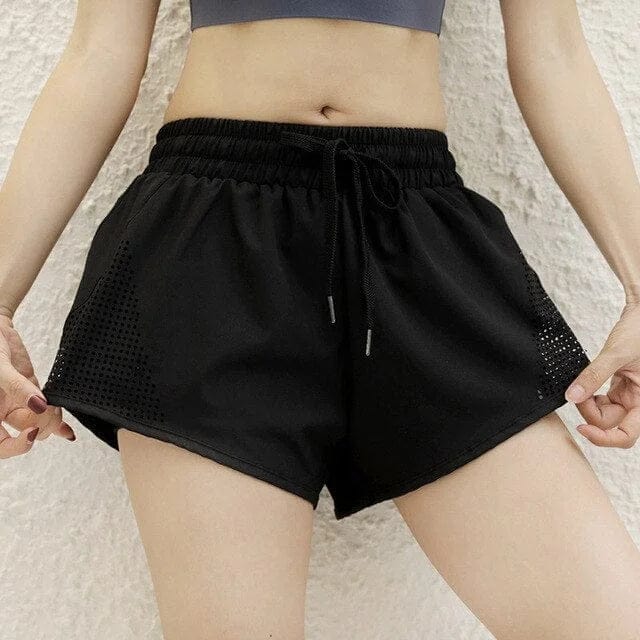 Schwarz Sportshorts mit Bindeband in der Taille