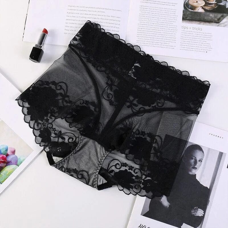 Schwarz Transparente Boxershorts für Damen