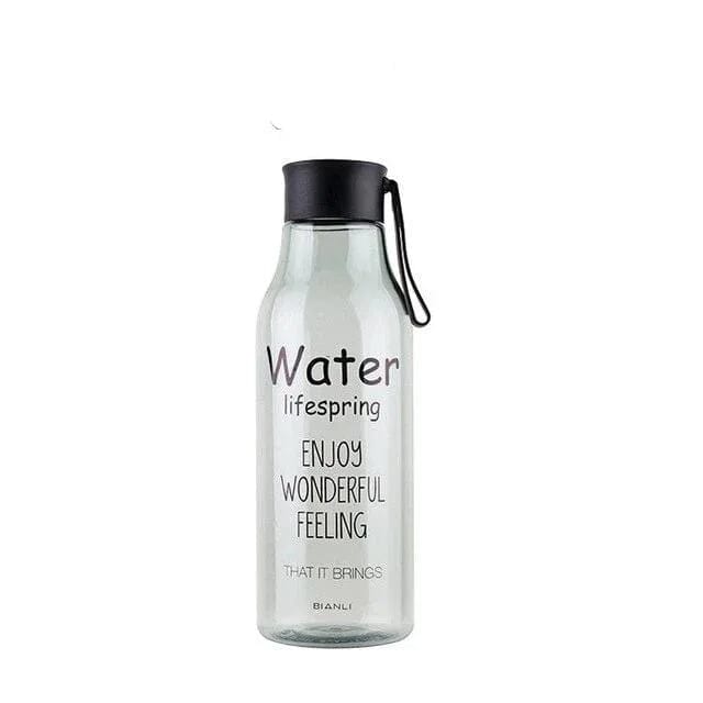 Schwarz Wasserflasche mit Inschriften