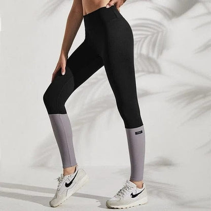 Schwarz Zweifarbige Sportleggings