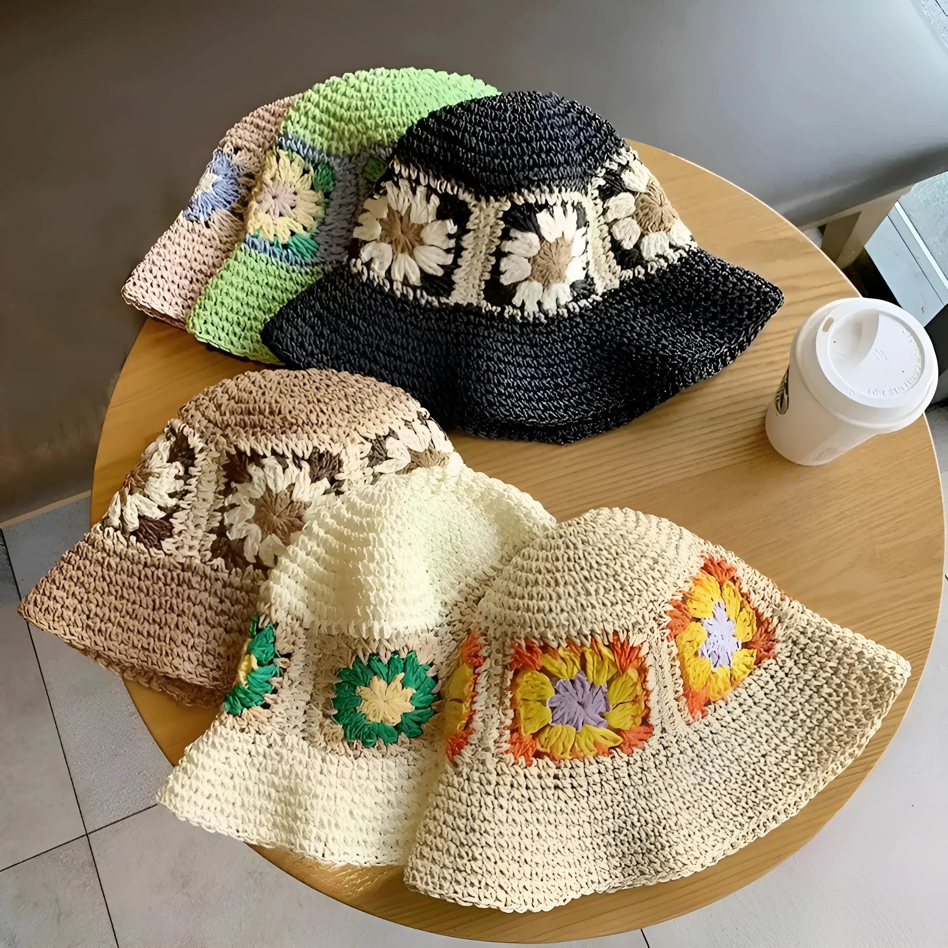 Straw Hat with Flowers